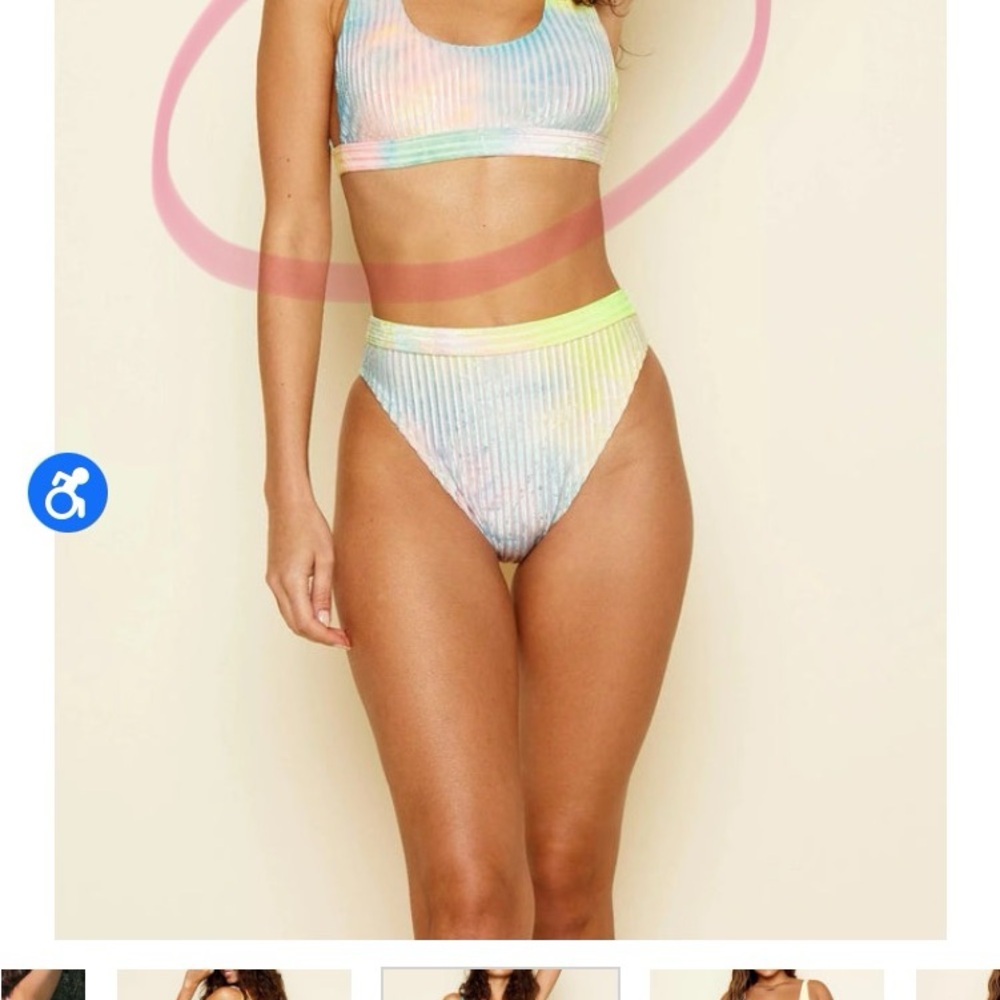 Dippin Daisys NWT never worn. tie-die velour two-piece bathing suit sz S. - Picture 4 of 13